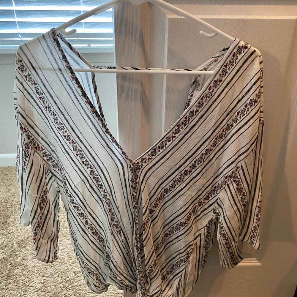 Daytrip Floral Striped Crossover Top